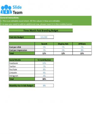 Branding Budget Excel Spreadsheet Worksheet Xlcsv XL Bundle V Graphical Informative