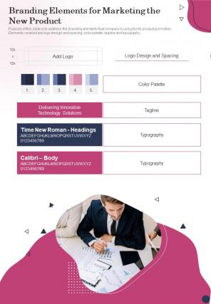Branding Elements For Marketing The New Product One Pager Sample Example Document