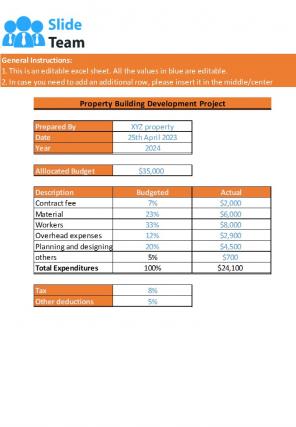 Building Development Cost Excel Spreadsheet Worksheet Xlcsv XL Bundle V Researched Image