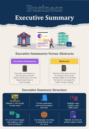 Business Executive Summary Structure Preparation Planning