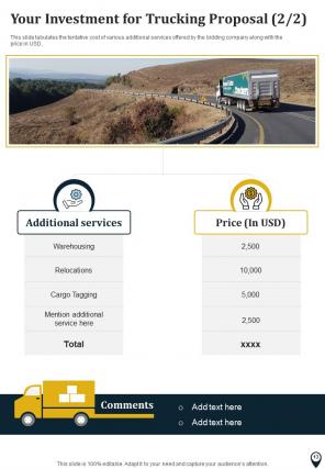 Business for trucking company proposal example document report doc pdf ppt