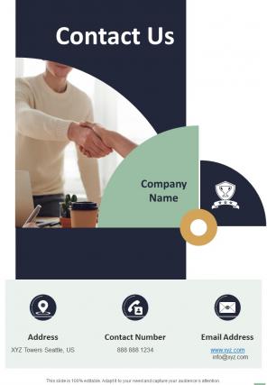 Business Reputation Building And Awareness Contact Us One Pager Sample Example Document