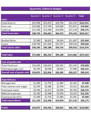 Cafeteria Budget Excel Spreadsheet Worksheet Xlcsv XL Bundle V Informative Professionally