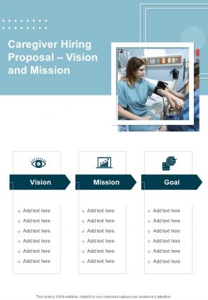 Caregiver Hiring Proposal Vision And Mission One Pager Sample Example Document