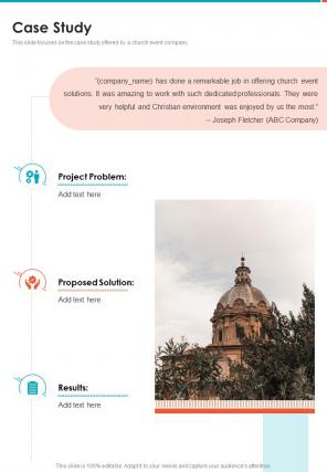 Case Study Church Event Proposal One Pager Sample Example Document