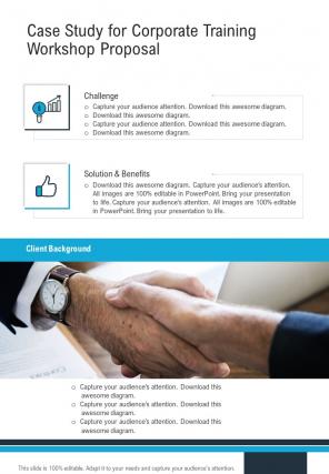 Case Study For Corporate Training Workshop Proposal One Pager Sample Example Document