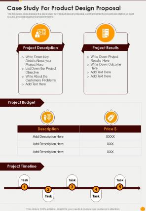 Case Study For Product Design Proposal One Pager Sample Example Document