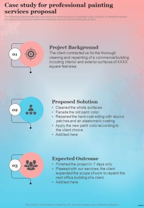 Case Study For Professional Painting Services Proposal One Pager Sample Example Document
