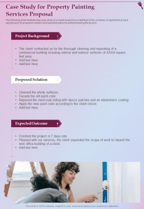 Case Study For Property Painting Services Proposal One Pager Sample Example Document
