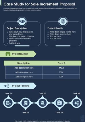 Case Study For Sale Increment Proposal One Pager Sample Example Document