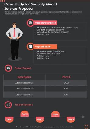 Case Study For Security Guard Service Proposal One Pager Sample Example Document