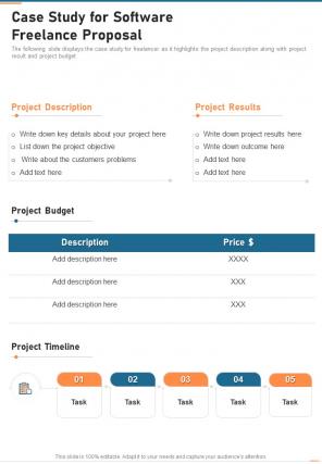 Case Study For Software Freelance Proposal One Pager Sample Example Document