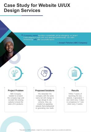 Case Study For Website UI UX Design Services One Pager Sample Example Document