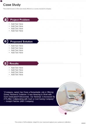 Case Study Market Research Services Proposal One Pager Sample Example Document