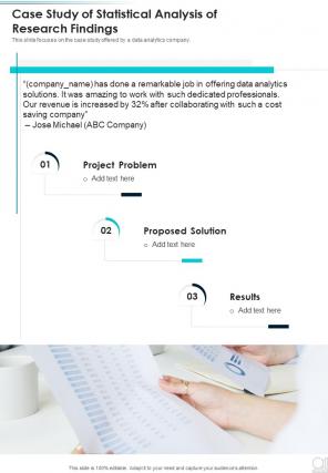 Case Study Of Statistical Analysis Of Research Findings One Pager Sample Example Document