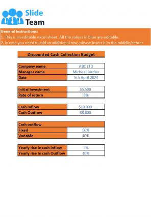 Cash Collection Budget Excel Spreadsheet Worksheet Xlcsv XL Bundle V Pre-designed Images