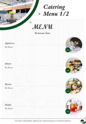 Catering Menu Catering Proposal Template One Pager Sample Example Document
