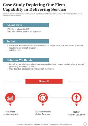 Charter Flight Case Study Depicting Our Firm Capability In Delivering One Pager Sample Example Document