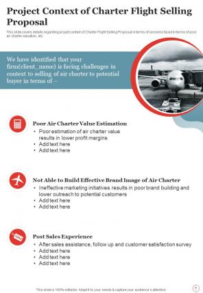 Charter Flight Selling Proposal Report Sample Example Document