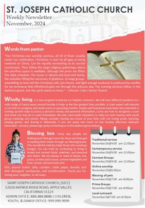 Church Newsletter Presentation Report Infographic PPT PDF Document