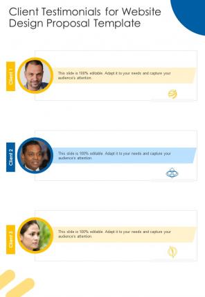 Client Testimonials For Website Design Proposal Template One Pager Sample Example Document