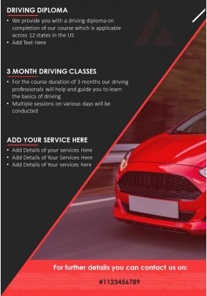 Commercial driving school two page flyer brochure template