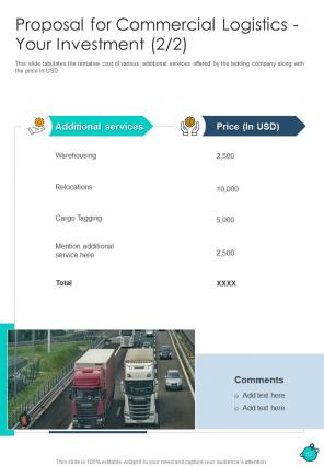 Commercial logistics proposal example document report doc pdf ppt