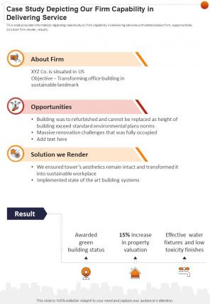 Commercial Real Estate Case Study Depicting Our Firm Capability One Pager Sample Example Document