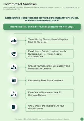 Committed Services Voip Proposal Template One Pager Sample Example Document
