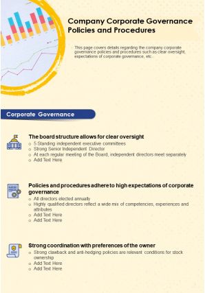 Company corporate governance policies and procedures presentation report infographic ppt pdf document