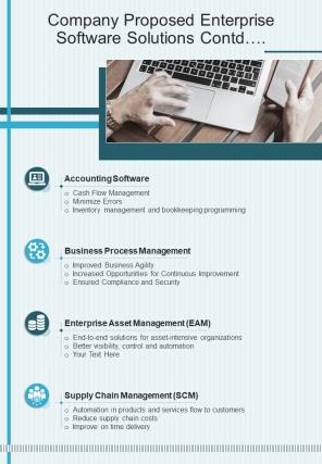 Company Proposed Enterprise Software Solutions One Pager Sample Example Document