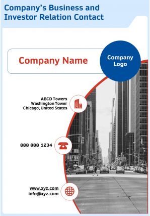Companys business and investor relation contact template 66 presentation report infographic ppt pdf document