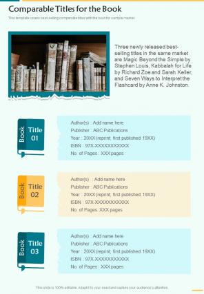 Comparable Titles For The Book Book Proposal Guidelines For Authors One Pager Sample Example Document
