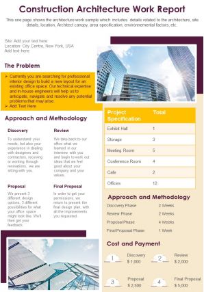 Construction architecture work report presentation report infographic ppt pdf document