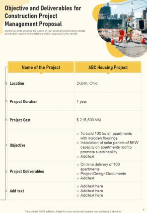 Construction Project Management Proposal Report Sample Example Document