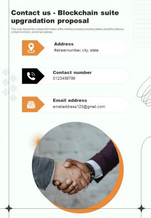 Contact Us Blockchain Suite Upgradation One Pager Sample Example Document