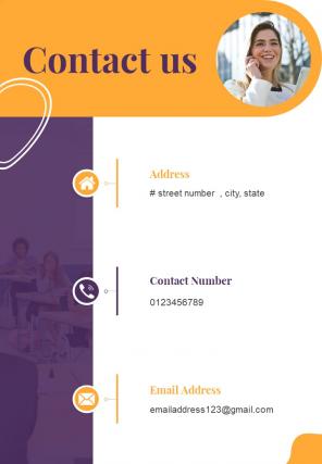 Contact Us Daycare Business Proposal One Pager Sample Example Document