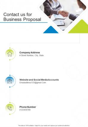 Contact Us For Business Proposal One Pager Sample Example Document