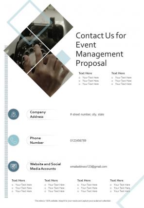 Contact Us For Event Management Proposal One Pager Sample Example Document