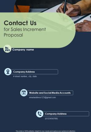 Contact Us For Sales Increment Proposal One Pager Sample Example Document