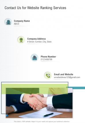 Contact Us For Website Ranking Services One Pager Sample Example Document