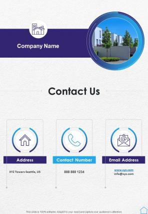 Contact Us Investment Proposal For Property Development One Pager Sample Example Document