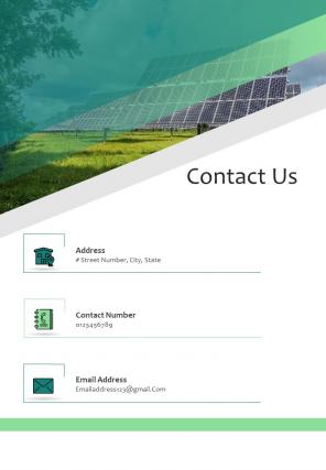 Contact Us Solar Rooftop Project Proposal One Pager Sample Example Document