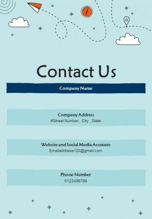 Contact Us Touring Agency Proposal For Business Organization One Pager Sample Example Document