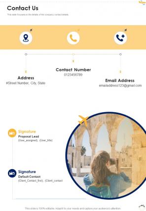 Contact Us Tourism Business Proposal One Pager Sample Example Document