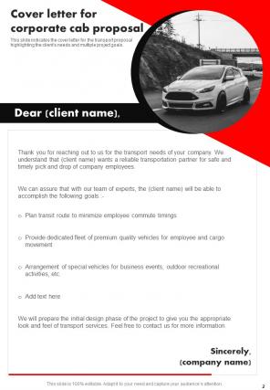 Corporate Cab Proposal Report Sample Example Document Designed Compatible