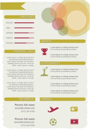 Corporate resume design infographic cv template with skills and experience