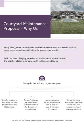 Courtyard Maintenance Proposal Why Us One Pager Sample Example Document