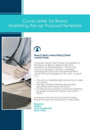 Cover Letter For Brand Marketing Recap Proposal Template One Pager Sample Example Document