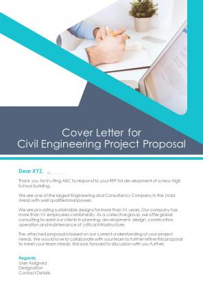 Cover Letter For Civil Engineering Project Proposal One Pager Sample Example Document